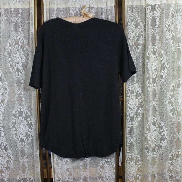 Ladies Matty M Split Back T-Shirt Heather Grey Size Large - Picture 3 of 5